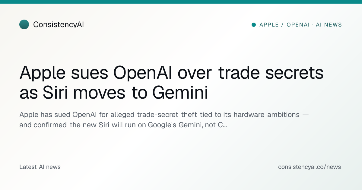 Apple sues OpenAI over trade secrets as Siri moves to Gemini