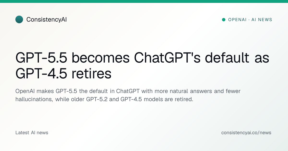 GPT-5.5 becomes ChatGPT's default as GPT-4.5 retires