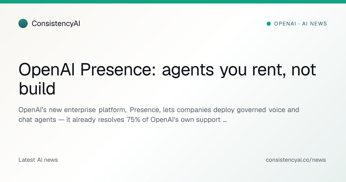 OpenAI Presence: agents you rent, not build